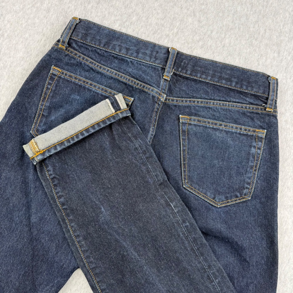 Uniqlo Jeans Mens Fits 30x30 Blue Slim Straight Low Rise Redline Selvedge Denim